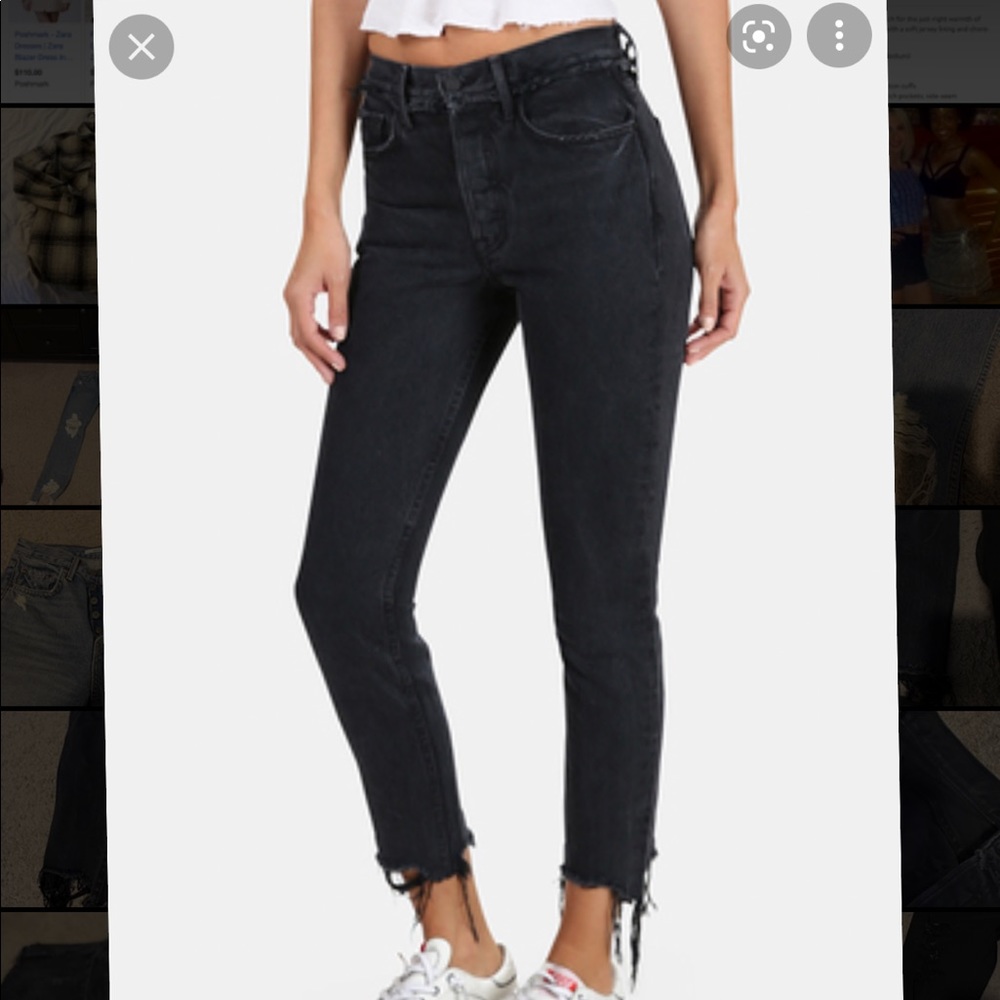 GRLFRND Karolina cropped destroyed denim